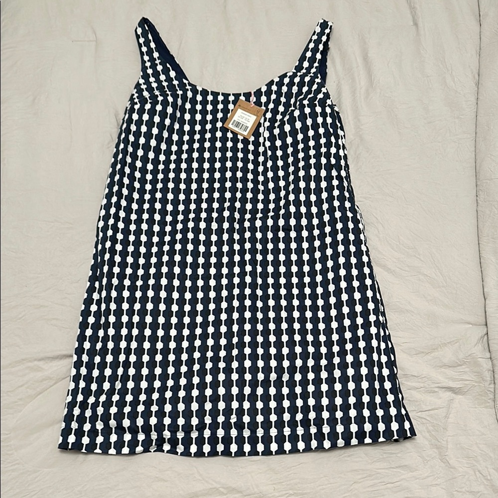 Boden Navy and White Polka Dot Dress
